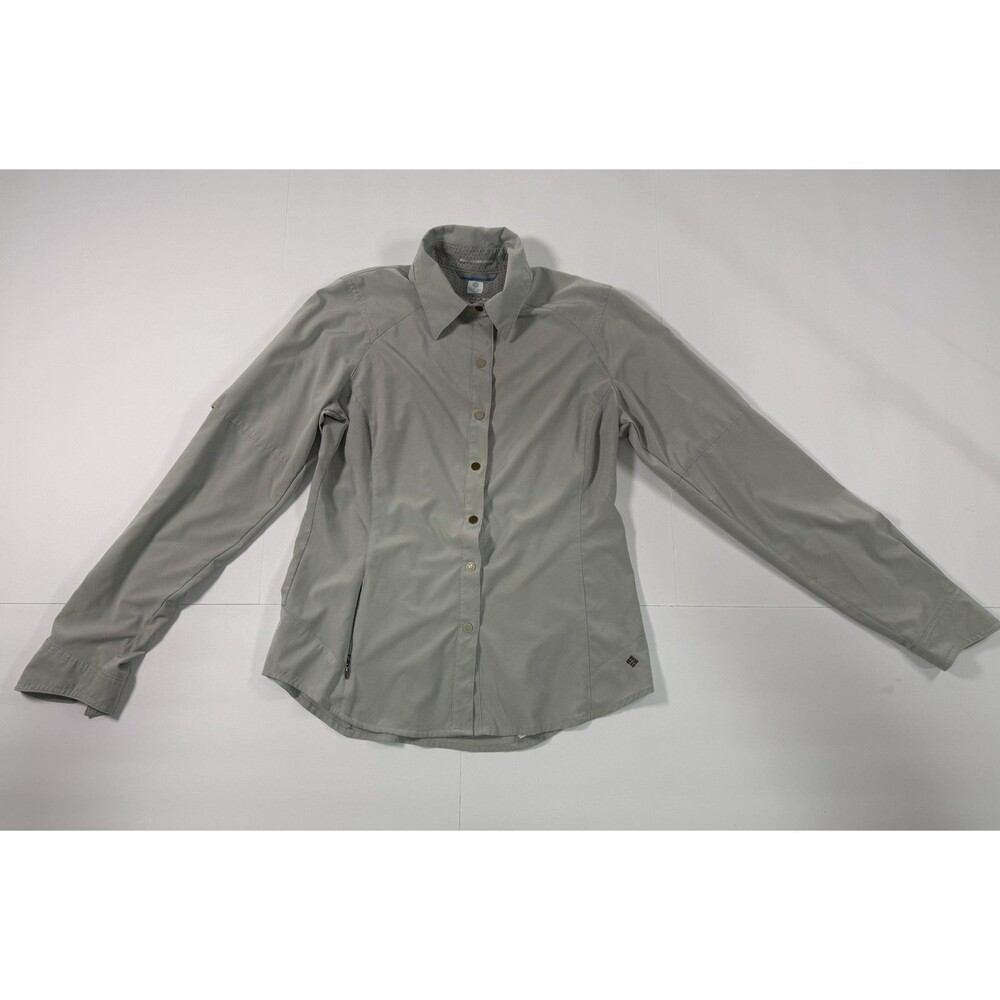 Columbia Womens Small Omni Wick Evap Fishing Shirt Gray Snap